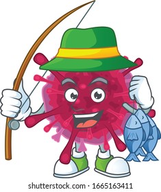 A mascot design of Fishing amoeba coronaviruses with 3 fishes