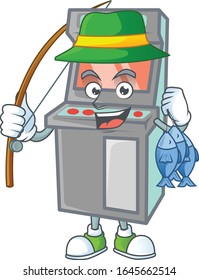 A mascot design of Fishing arcade game machine with 3 fishes