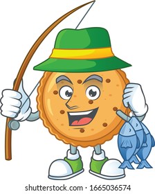 A mascot design of Fishing peanut butter cookies with 3 fishes