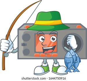 A mascot design of Fishing radio transceiver with 3 fishes