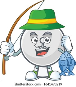 A mascot design of Fishing satellite dish with 3 fishes
