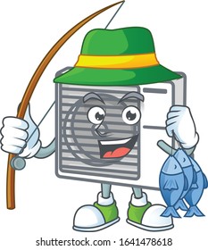 A mascot design of Fishing split air conditioner with 3 fishes