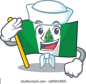 A mascot design of flag norfolk island Sailor wearing hat