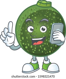 Mascot design of gem squash speaking on the phone