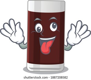 A mascot design of glass of chocolate having a funny crazy face. Vector illustration