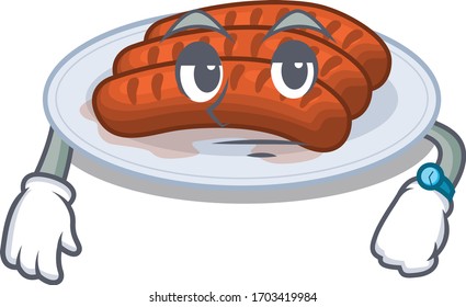 Mascot design of grilled sausage showing waiting gesture
