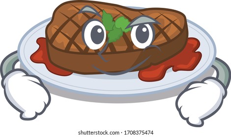 Un diseño de mascota de filete a la parrilla con gesto de confianza