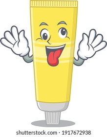 A mascot design of hair dye having a funny crazy face. Vector illustration