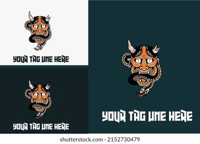 mascot design of head red devil vector