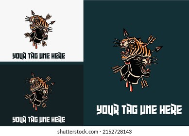 mascot design of head tiger and head panther vector illustration