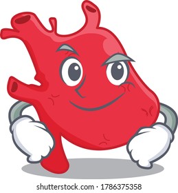 A mascot design of heart having confident gesture
