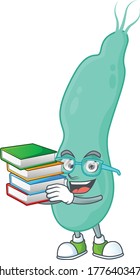 A mascot design of helicobacter pylory student character with book. Vector illustration