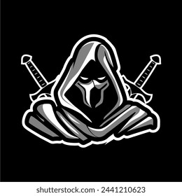 mascot design hooded demon sword vector illustration