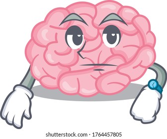 Mascot design of human brain showing waiting gesture