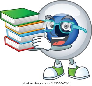 A mascot design of human eye ball student character with book