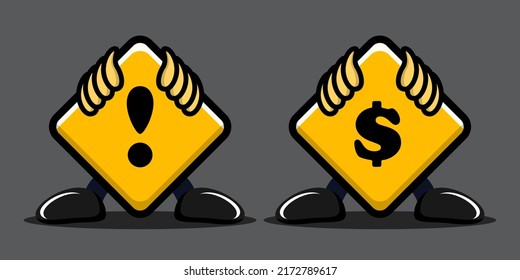 Mascot design illustration collection Warning signs. Mascot logo type Warning signs are suitable for Police, highway supply stores, highway companies, road enthusiasts or the road community.