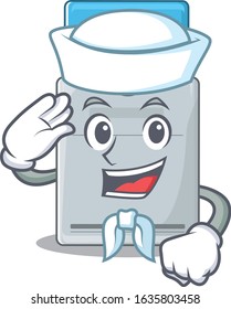 A mascot design of key card Sailor wearing hat