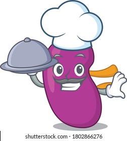 mascot design of kidney chef serving food on tray