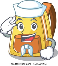 A mascot design of kids school backpack Sailor wearing hat