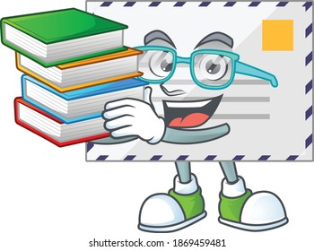 A mascot design of letter student having books. Vector illustration