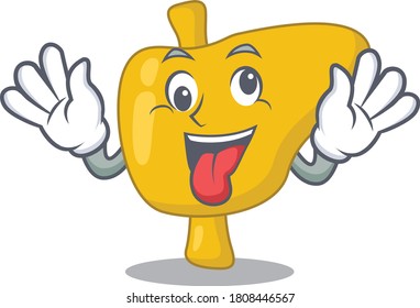 A mascot design of liver with a funny crazy face