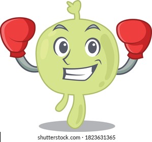 Maskottdesign des Lymphknoten als sportlicher Boxsportler