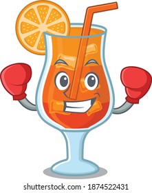 Mascot design of mai tai cocktail as a sporty boxing athlete