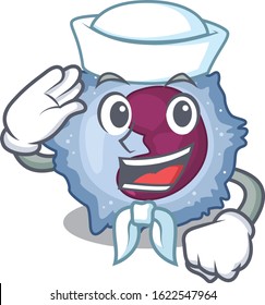 A mascot design of monocyte cell Sailor wearing hat