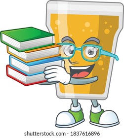 A mascot design of mug of beer student having books. Vector illustration