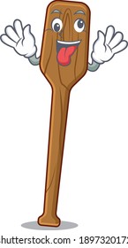 A mascot design of oars having a funny crazy face