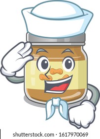 A mascot design of peanut butter Sailor wearing hat