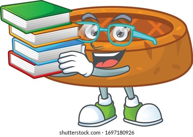 A mascot design of peanut cookies student character with book