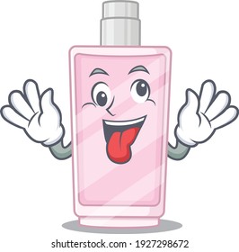 A mascot design of perfume having a funny crazy face. Vector illustration