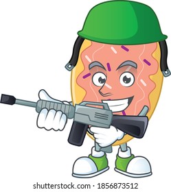 Una mascota diseña una imagen del pan como un ejército dedicado usando un arma automática. Ilustración del vector
