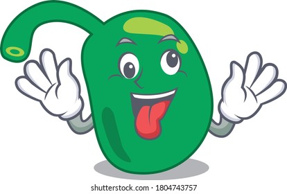 A mascot design of pineal having a funny crazy face