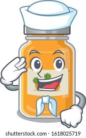 A mascot design of pineapple jam Sailor wearing hat