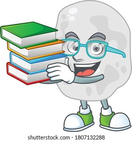 A mascot design of planctomycetes student with books. Vector illustration