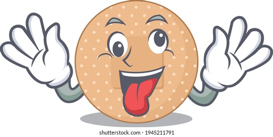 A mascot design of rounded bandage having a funny crazy face. Vector illustration