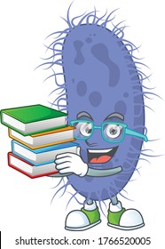 A mascot design of salmonella typhi student character with book. Vector illustration