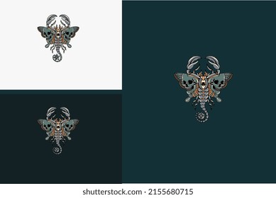 mascot design of scorpion and butterfly vector