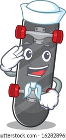 A mascot design of skateboard Sailor wearing hat