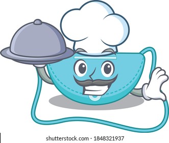 mascot design of sling bag chef serving food on tray