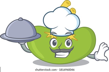 mascot design of spleen chef serving food on tray