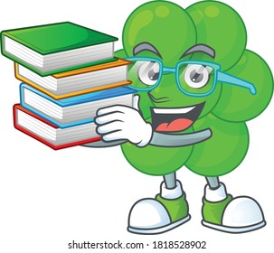 A mascot design of staphylococcus aureus student having books. Vector illustration