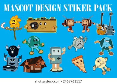 MASCOT DESIGN STICKER PACKAGE DESIGN SET
