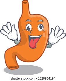 A mascot design of stomach having a funny crazy face