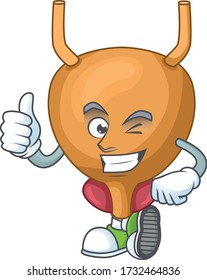 Estilo de diseño de mascota de la vejiga que muestra Thumbs arriba del dedo