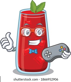 Mascot design style of bloody mary cocktail gamer playing with controller