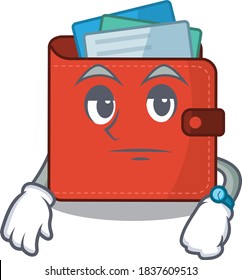 Mascot design style of card wallet with waiting gesture