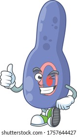 Mascot design style of clostrisium botulinum showing Thumbs up finger